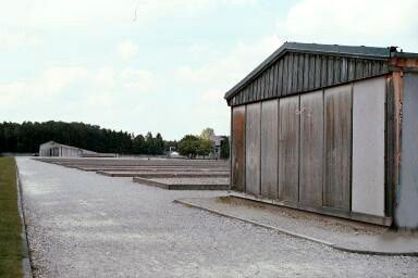 Reconstructed barrack building and location of original barracks.jpg