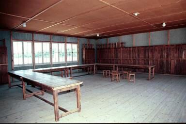 Tables for eating, wooden lockers on the back wall.jpg