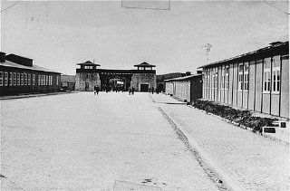 The roll call square in the Mauthausen concentration camp, looking toward the main gate.jpg