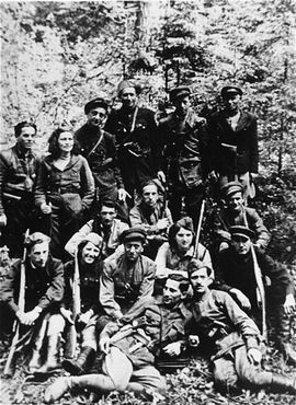 Group portrait of a Jewish partisan unit operating in the Lithuanian forests.jpg