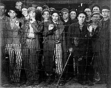 Buchenwald Concentration Camp Liberation Photos Near Weimar, Germany, 1945 - Privileged political prisoners wore blue berets, April 15, 1945