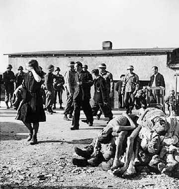 Buchenwald Concentration Camp Liberation Photos Near Weimar, Germany, 1945 - Weimar residents forced to look at rotting corpses