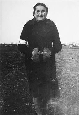 Portrait of a teenage girl wearing an armband in the Kolbuszowa ghetto.jpg