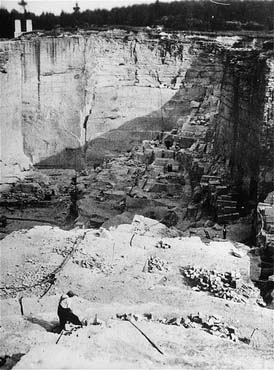 Gross-Rosen Concentration Camp Photos, Rogoznica, Poland, 1940-1945 - View of the stone quarry in the Gross Rosen camp, where prisoners were subjected to forced labor
