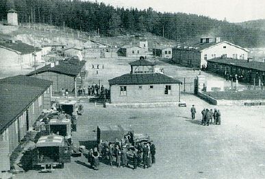 Flossenbürg Camp and Death-March Burials: Schwarzenfeld, Neunburg, Volary, 1945 - gate area