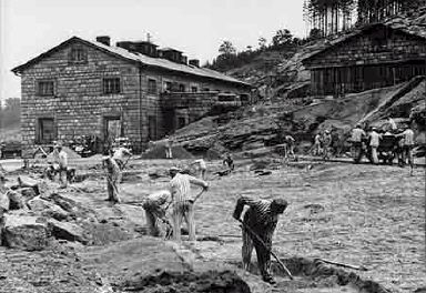 Flossenbürg Camp and Death-March Burials: Schwarzenfeld, Neunburg, Volary, 1945 - quarry workers