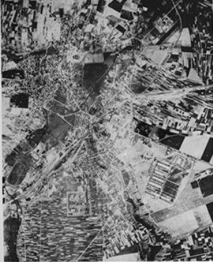 A aerial reconnaissance photograph of the Majdanek camp located outside of Lublin.jpg