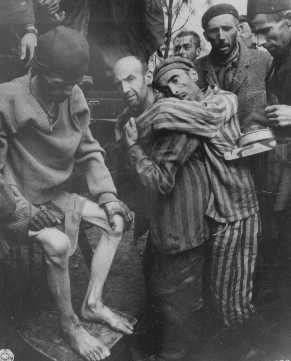 Former prisoners of Wöbbelin, a subcamp of Neuengamme, are taken to a hospital for medical atten.jpg